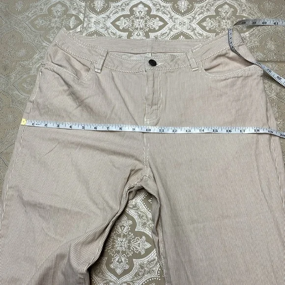 L.L. Bean Tan & White Striped Wide Leg Pants - Picture 6 of 10